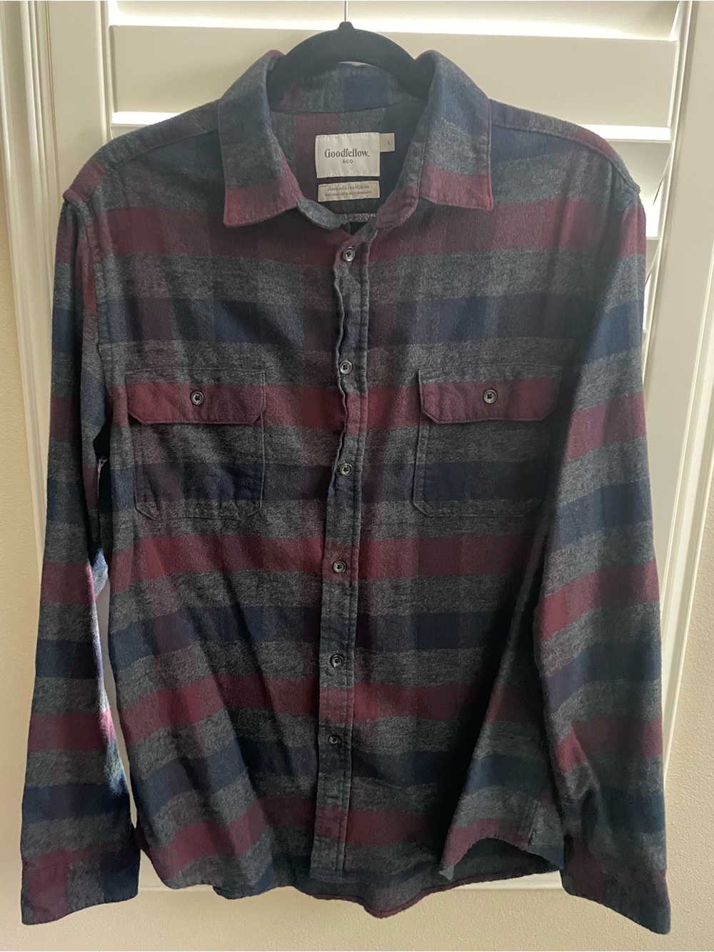Goodfellow & Co Plaid Button-Down Shirt in Navy and Burgundy